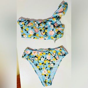 Victorias Secret Floral Lemon and Blue Two Piece Bathing Suit!! BIG DISCOUNT!!!